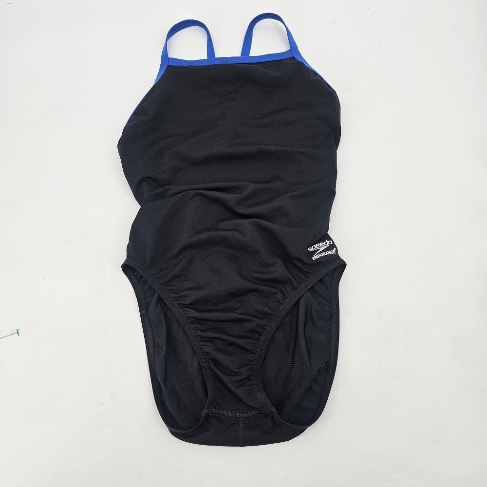 Speedo Women's Endurance+ Solid Flyback Training One Piece Black & Blue 10/36